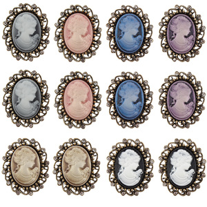 Broche de Cabeça de Beleza Cameo com Strass em Liga Metálica, Acessório de Roupa para Colarinho, Presente para Mulheres em Festas, Casamentos e Noivados - Product Image 4