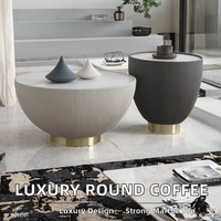 Table basse moderne de luxe léger, en pierre frittée et marbre artificiel, avec plateau en cuir, pour villa, durable, hauteur réglable, pour salon - Meilleures ventes