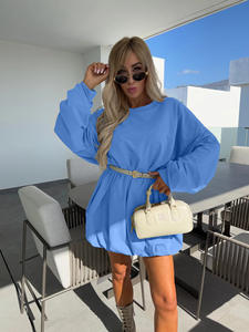 European and American 2025 Autumn New Women's Sexy Casual Solid Front Logo A-line Short Skirt Shoulder Strap <strong>Dress</strong> - Product Image 1