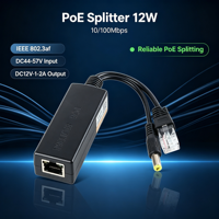 Répartiteur PoE 48V vers 12V 12W Non Isolé IEEE 802.3af Double PD 12/36 45/78 DC 5.5x2.1mm 1 Port pour Caméra IP CCTV ANPA AP-PD48V
