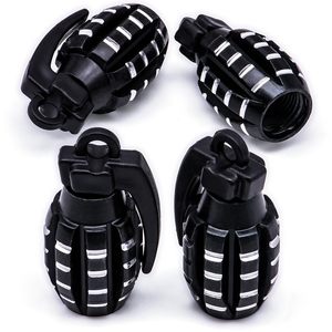 Tapas de válvula Grenade de aleación de aluminio negras, tipo atornillable, para coche, motocicleta, cubierta de válvula de aire, accesorios - Product Image 1
