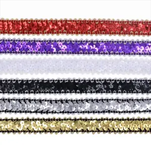 2cm 3cm 5cm 6cm Wholesale Elegant Decorative Elastic Sequin Trim With Stretch Sequin Ribbon For Garment