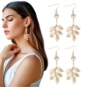 Pendientes de Moda con Borlas de Circonio, Chapados en Oro, Aleación de Cobre, Accesorios para Despedida de Soltera, Diseño de Diosa Griega - Product Image 1