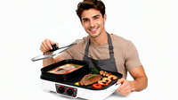Plaque de cuisson électrique professionnelle Yuanjian pour usage domestique et hôtelier, poêle à frire et griller tout-en-un, barbecue avec thermostat