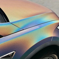 WRAPMASTER 1.52*18m PVC Brillant Iridescent Laser Argent Film Vinyle Adhésif Changeant de Couleur pour Véhicule Intégral 1 An