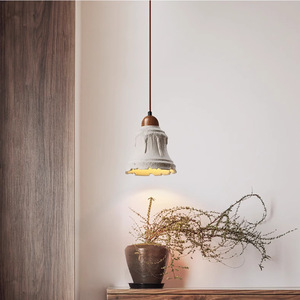 โคมไฟเพดานสไตล์วบิซาบิแบบญี่ปุ่น โคมไฟ LED ซีเมนต์ 3 หัว สำหรับบาร์/โต๊ะกาแฟ โคมไฟห้องนอน โคมไฟระย้า - Product Image 5