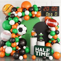 Kit de ballons sportifs en forme d'arche, thème floral mondial, blanc, vert, noir, orange, ballons en latex et en aluminium, décoration pour fête de football et de basketball
