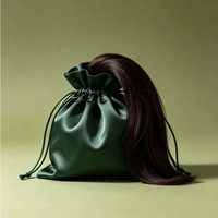 Sacs de rangement de luxe en satin de soie avec cordon de serrage pour perruques, emballage textile pour mèches de cheveux avec logo et cintre