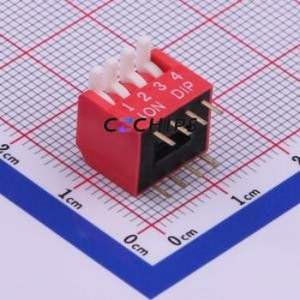 TE-04 DIP Switch Through hole Component (THT) Switch ( Number of Switch Sections: 4 )( Lead Spacing: 2.54mm ) - Product Image 1