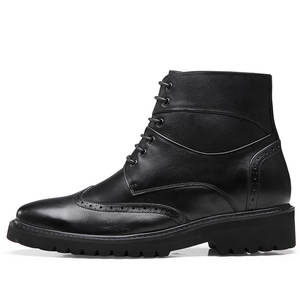 Мужские туфли-лоферы на платформе, черные кожаные, с вырезами, увеличивающие рост на 7 см / 2,76 дюйма - Product Image 2