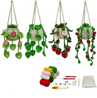 Ensemble de poupées en crochet de coton faites à la main pour plantes en pot, adorables amigurumi cactus et succulentes en panier suspendu, écologiques et imperméables