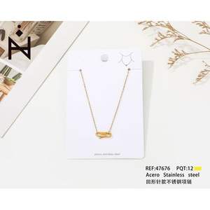 Collier en acier inoxydable, chaîne dorée, pendentif minimaliste, bijoux de mode pour femmes - Product Image 3