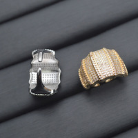 Luxus 18 Karat vergoldet Full Pave Zirkonia offene breite Ringe für Frauen Engagement Modeschmuck Accessoires