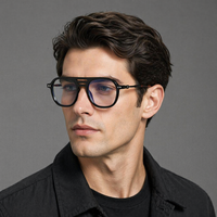 Nouvelles Lunettes Photochromiques Anti-Lumière Bleue Rétro à Monture Ronde pour Hommes, Double Pont, Tendance