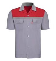 Tenue de travail unisexe d'été en CVC à manches courtes, deux pièces, pour la construction et la réparation automobile, respirante, grandes tailles, avec logo personnalisé