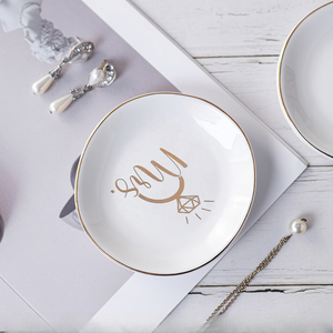 Plato de cerámica moderno con borde, diseño de plantas, para guardar collares, anillos y pendientes, pequeño, apto para <span class=keywords><strong>lavavajillas</strong></span>. - Product Image 4