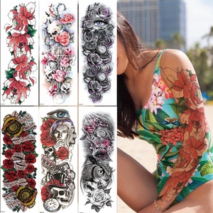 Farfalla artificiale su misura bellissimo fiore Sexy della parte bassa della schiena temporanea manica piena adesivo del tatuaggio per le signore - Product Image 2