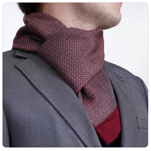 Exve Exclusive Elegant Double-Sided Burgundy <b>Silver</b> Square Pattern Jacquard Woven Turkey Origin Scarf for Suit <b>Jackets</b> - Product Image 2