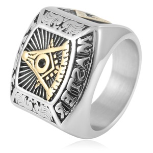 yunnique Freemason <b>Ring</b> Men's Silver Pyramid Geometric Design Wedding <b>Ring</b> Gift - Product Image 4