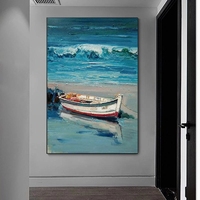 Abstrait océan et bateau à voile en trois dimensions Texture épaisse décoration peinture à l'huile livraison directe salon moderne 3d Pop