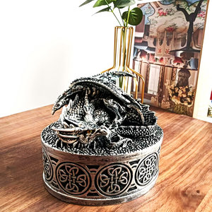 XinZhiRun шкатулка для украшений серебряного дракона-средневековый Фэнтезийный сундук с сокровищами с крышкой, Статуя Дракона, коллекционная декоративная подарочная коробка - Product Image 3