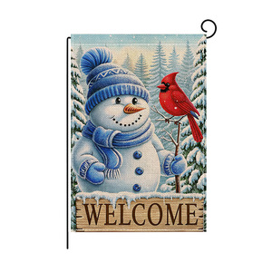 2026 New Double-sided Rectangle Garden Flag Christmas Faux Linen Snowman Print Outdoor Courtyard Decorative <b>Small</b> - Product Image 6
