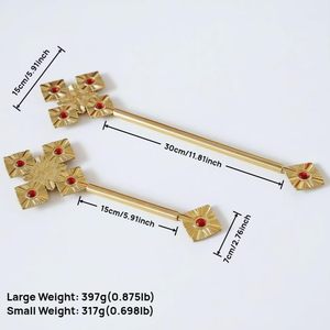 HT 정교회 제단 십자가 아연 합금 사제용 손십자가 레드 스톤 비잔틴식 축복 십자가 성례용품 - Product Image 6
