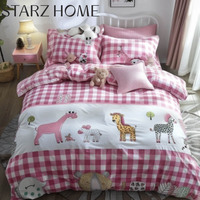 Ensembles de couette écologiques super Offre Spéciale licorne rose dessin animé pour enfants ensembles de literie ensembles de draps