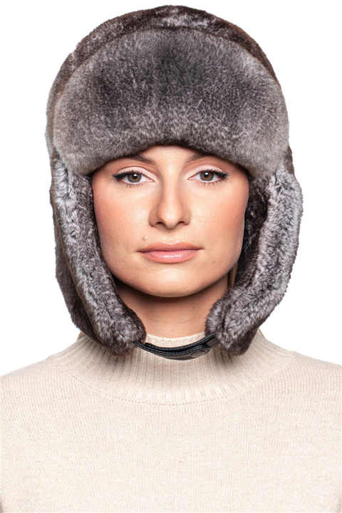 Russian Chinchilla Rex Rabbit Fur Ushanka Hat Women| Alibaba.com