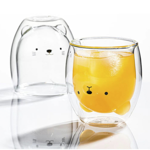 Dễ thương cao Borosilicate cà phê nước trái cây cốc sữa phim hoạt hình gấu hình đôi tường Cốc chịu nhiệt đôi tường Cốc thủy tinh - Product Image 5