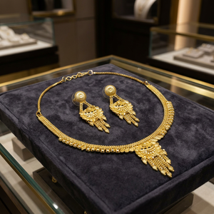 Wholesale Forming 14K 18K 24K Micro Gold Plated Jewelry, Fashion Jewelry,Brass Micro Gold Traditional Floral Design Jewelry Set. - Product Image 2