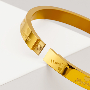 Bracciale Romantico per Coppie in <span class=keywords><strong>Acciaio</strong></span> Inox Placcato Oro 18K, Personalizzabile con Incisione Laser a Forma di Cuore per Uomo e <span class=keywords><strong>Donna</strong></span> - Product Image 5