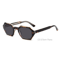 Lunettes de soleil multilatérales à petit cadre de style rétro européen américain Lentilles UV400 à plaques faites à la main haut de gamme optimales pour hommes