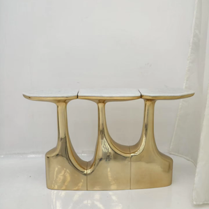 <span class=keywords><strong>Mesa</strong></span> <span class=keywords><strong>Consola</strong></span> Moderna de Lujo en Mármol y Fibra de Vidrio con Almacenamiento y Funciones Extensibles para Entrada de Villa y Espacios de Alta Gama - Product Image 5