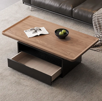 Table basse moderne en bois massif pour petits appartements, design de luxe léger, avec rangement et mobilier de maison portable