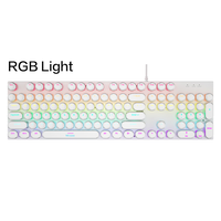 Nouveau clavier de jeu et de bureau USB filaire mécanique en caoutchouc, pleine taille, durable, blanc, avec éclairage RGB coloré, pour la vente en gros
