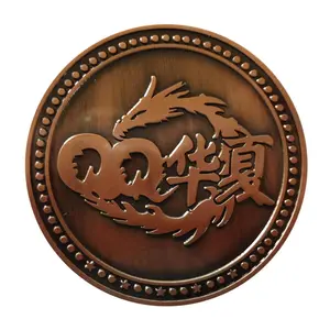 chinesische goldene münze Suppliers-Hot Selling Custom-Gravierte chinesische Zeichen Vergoldete alte Münzen Metal Challenge Coin