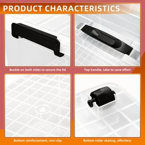 Portable 70L clear Packaging Plastic Storage Box with Handle - Product Image 4