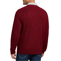 Pull tricoté pour homme personnalisé OEM, col en V, manches longues, coupe oversize, couleur unie, anti-rétrécissement, respirant, style décontracté et tendance, ouverture frontale à ressort