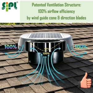 Ventilateur solaire pour grenier étanche IP68 25W avec moteur sans balais 65W, ventilateur d'extraction de toit résidentiel de 14 pouces pour l'extraction de chaleur domestique - Product Image 5