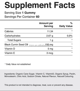 Gomitas de Aceite de Semilla Negra de Marca Privada OEM con Vitaminas D y <span class=keywords><strong>E</strong></span> para el Apoyo Inmunológico de Adultos, Articulaciones, Digestión, Cabello y Piel - Product Image 2