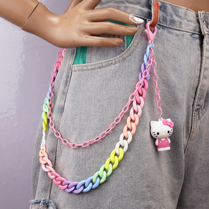 Yueli Candy Color Double Layer Acrylic & Lucite Resin Waist Chain <b>Cartoon</b> Pendant for Daily Wear Unisex Hip Hop Style Accessory - Product Image 4