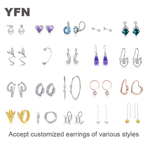 925 स्टर्लिंग चांदी 14k 18k गोल्ड चमकदार बनावट ट्रिपल पंक्ति प्यार गाँठ स्टड कान की बाली - Product Image 4