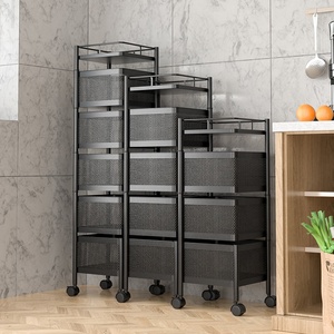 رف تخزين المطبخ القابل للدوران <span class=keywords><strong>2</strong></span> <span class=keywords><strong>3</strong></span> 4 5 طبقات رف مربع للمطبخ مع رف تخزين بعجلات - Product Image 5