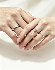 Xinfly PT950 Wedding Band Sets <b>for</b> <b>Couples</b> <b>Matching</b> Rings Lab Diamond Inlaid Certified with Free Engraving - Product Image 4