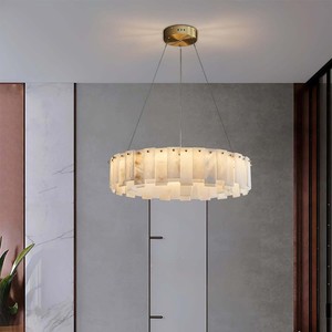 Marble Chandelier Round 45cm 60cm 80cm 100cm <b>Led</b> <b>Light</b> Copper Body Gold Modern Minimalist Living Room Dining Room Bedroom Study - Product Image 3