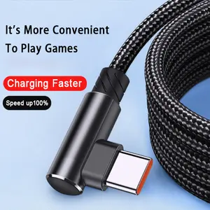 A More Practical Nylon Gaming Elbow 6A Ultra Fast Charging C-Type Data Cable Suitable For Brand Mobile Phone Charging Cables