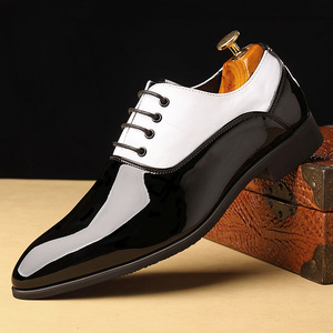 Logotipo personalizado hombres vestido Oxfords charol negro blanco charol Pu verano punta estrecha hombres boda fiesta Formal Zapatos de vestir - Product Image 3