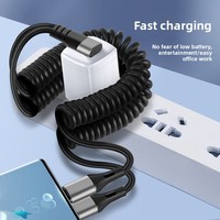 Kabel Data Teleskopik Tipe-C 2 in 1 dengan Konektor Ganda Tipe-C untuk Penggunaan di Mobil, Pengisian Daya dan Transfer Data