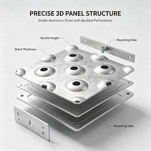 Panneau de toiture en aluminium 3D, tôle perforée à plis, revêtement métallique décoratif pour hall d'exposition et centre commercial - Product Image 3